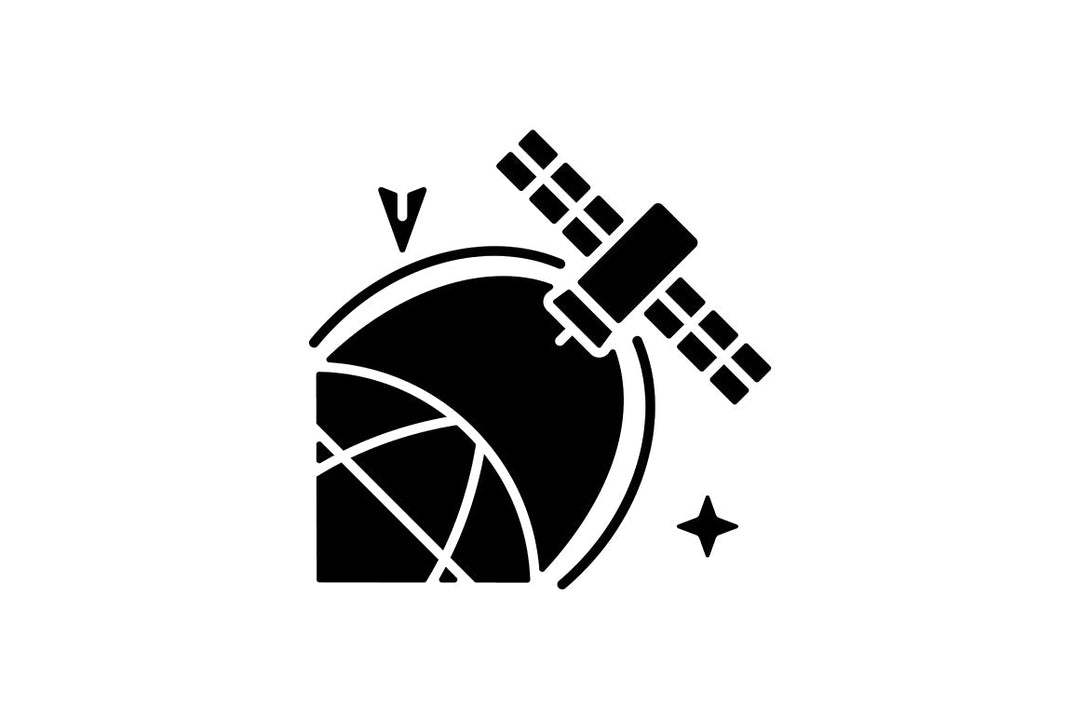 Satellites types black glyph icons set on white space