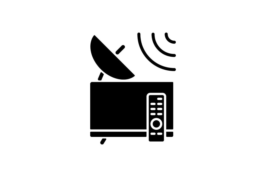 Satellites types black glyph icons set on white space