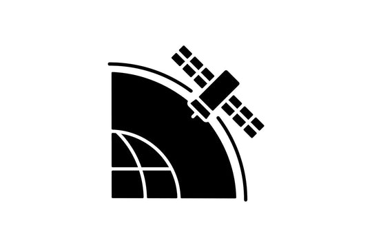Satellites types black glyph icons set on white space