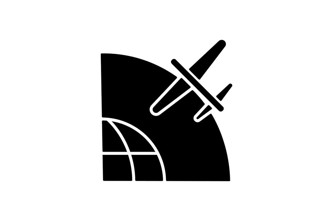 Satellites types black glyph icons set on white space
