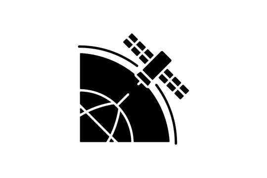 Satellites types black glyph icons set on white space