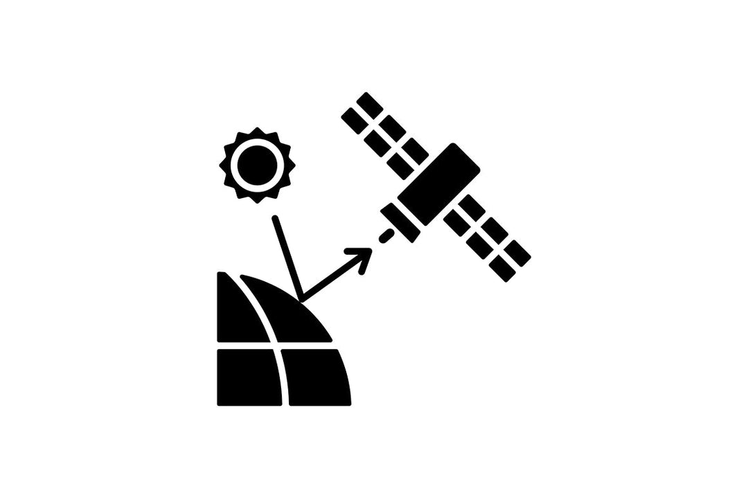 Satellites types black glyph icons set on white space