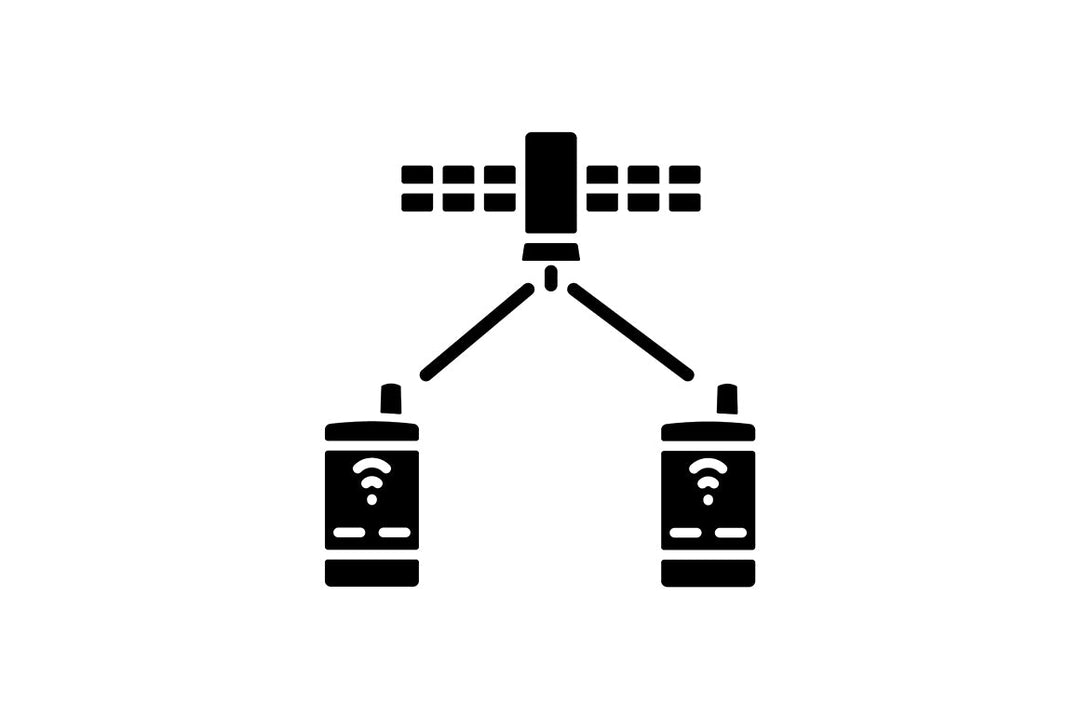 Satellites types black glyph icons set on white space