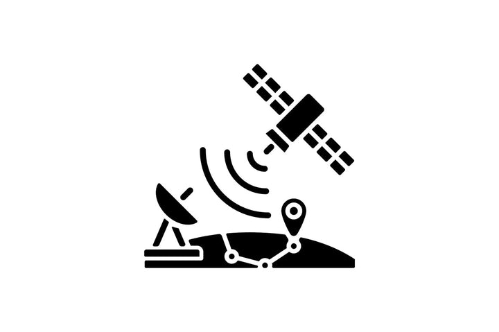 Satellites types black glyph icons set on white space