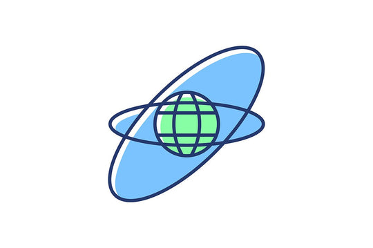 Satellites types green, blue RGB color icons set