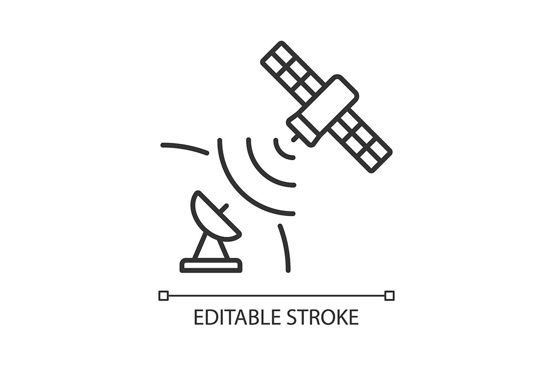Satellites types linear icons set for dark and light mode