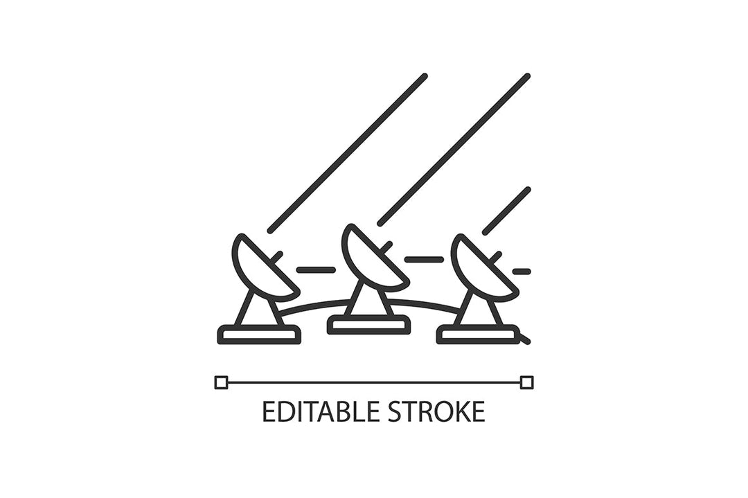 Satellites types linear icons set for dark and light mode