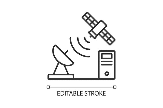 Satellites types linear icons set for dark and light mode