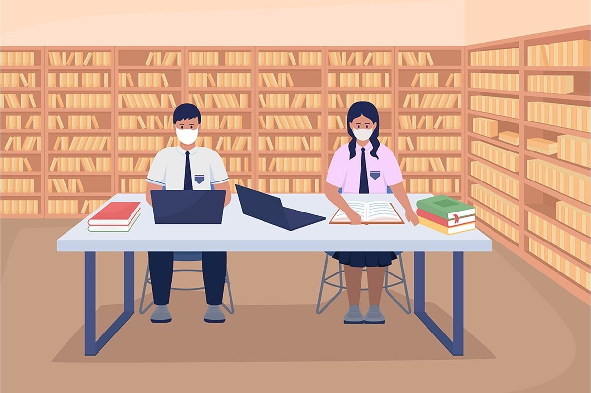 School activities flat color vector illustration set