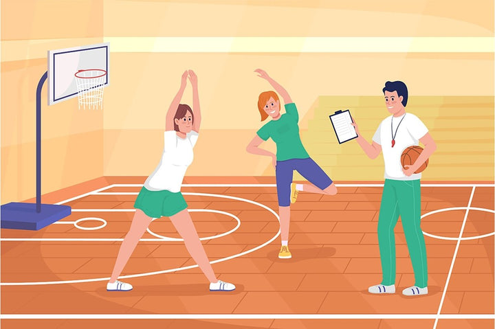 School activities flat color vector illustration set