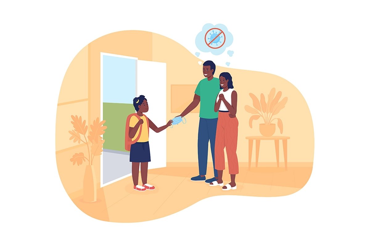 School during quarantine 2D vector isolated illustrations