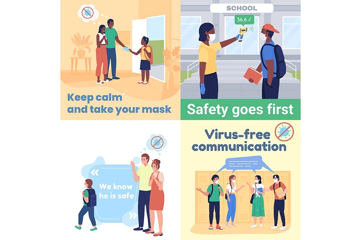 School during quarantine social media post mockup set
