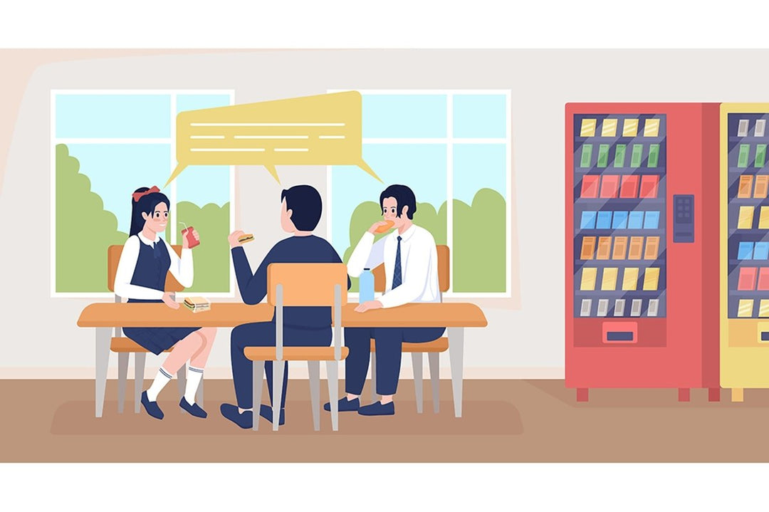 School rooms flat color vector illustration set