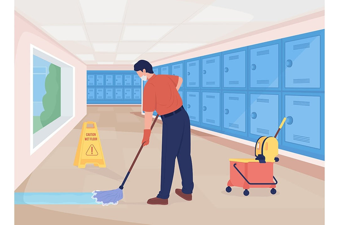 School rooms flat color vector illustration set