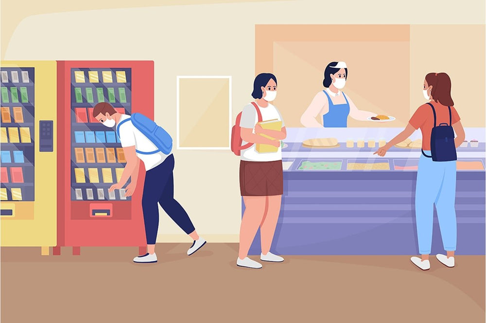 School rooms flat color vector illustration set
