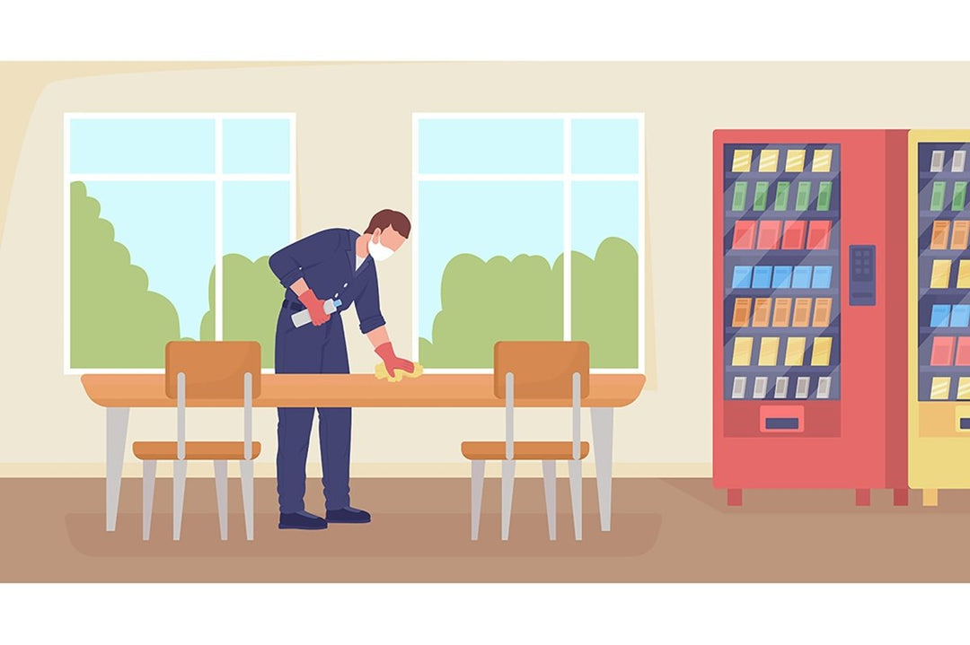 School rooms flat color vector illustration set