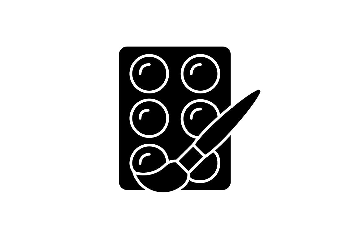 School supplies black glyph icons set on white space
