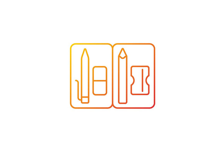 School supplies gradient icons set for dark and light mode