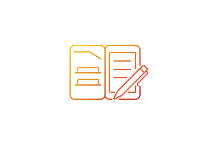 School supplies gradient icons set for dark and light mode
