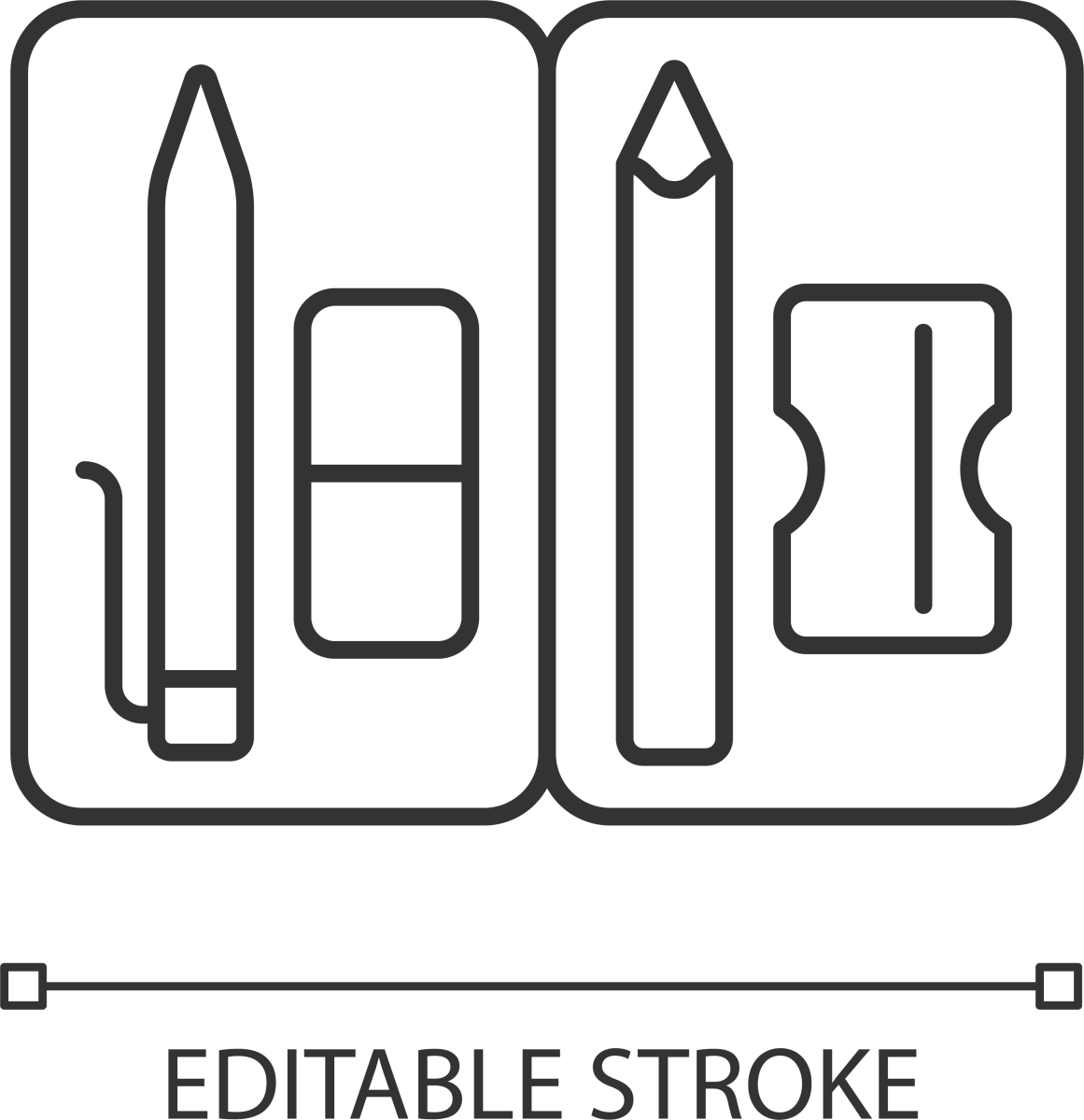 School supplies linear icons set