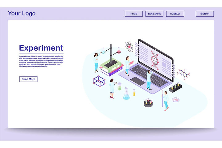 Scientific exploration isometric landing page template bundle