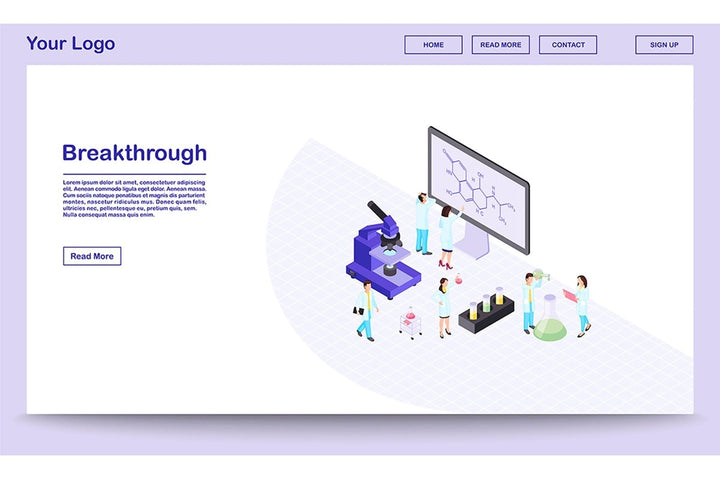 Scientific exploration isometric landing page template bundle
