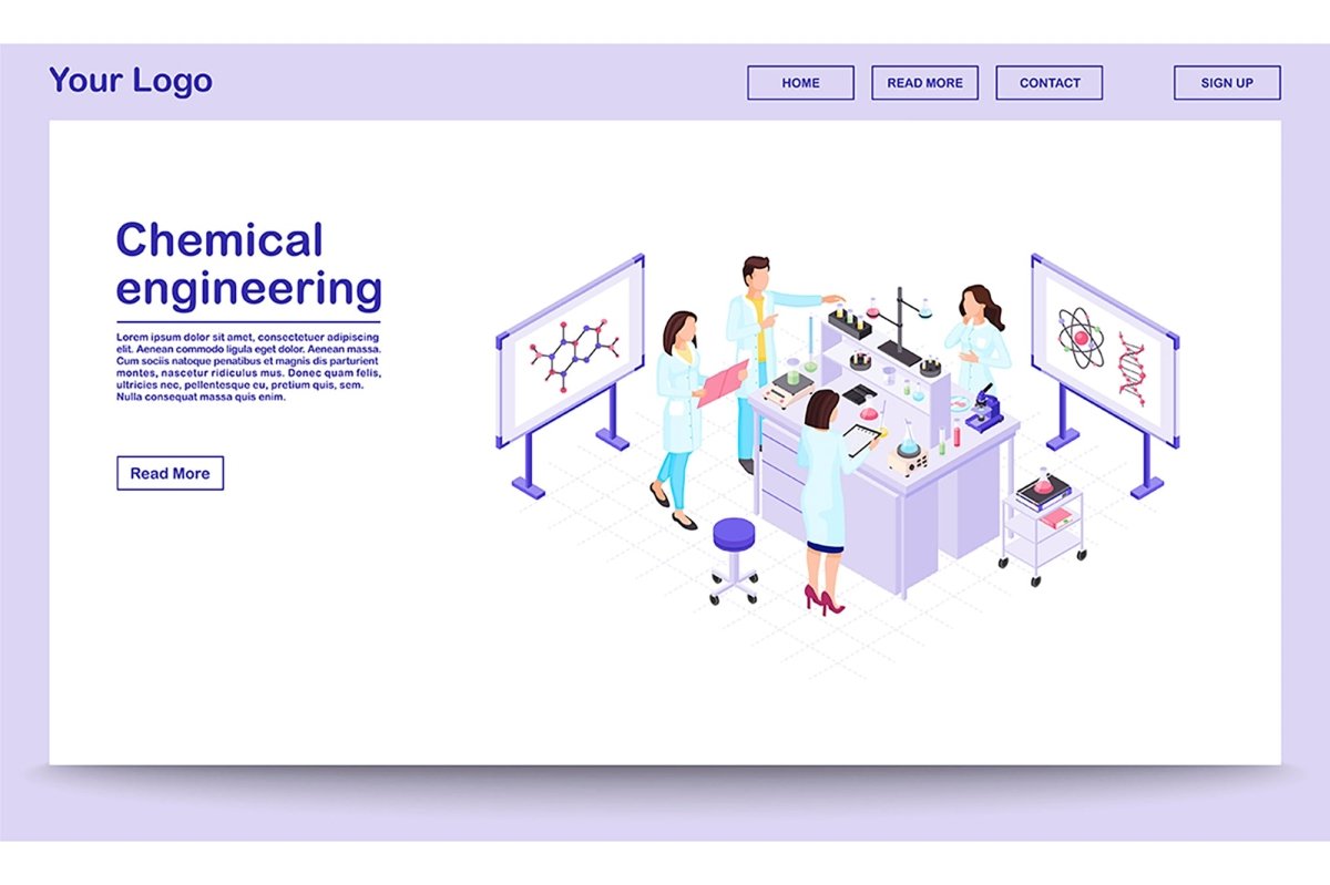 Scientific exploration isometric landing page template bundle