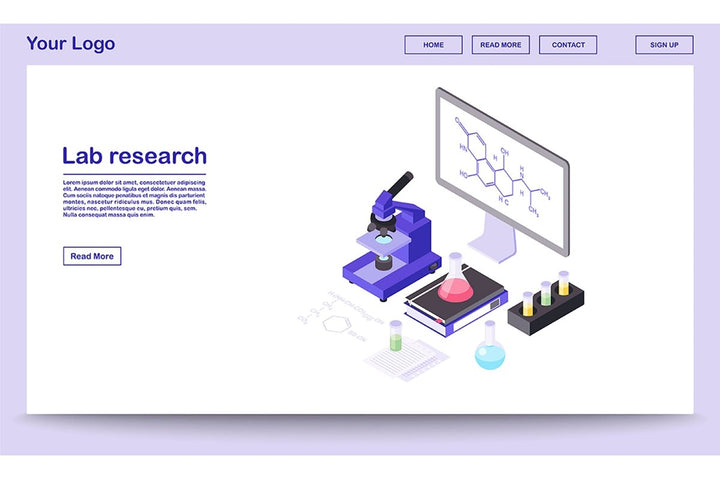 Scientific exploration isometric landing page template bundle