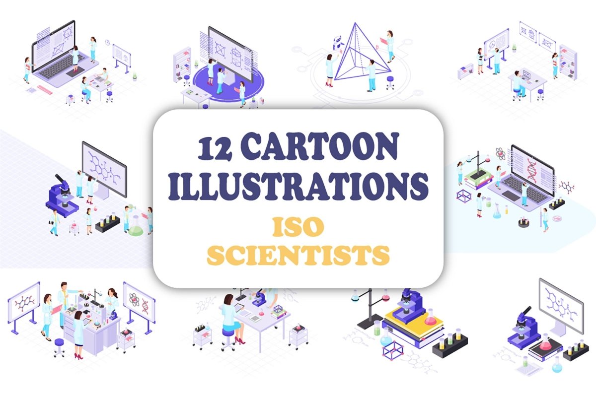 Scientists at work vector illustration bundle