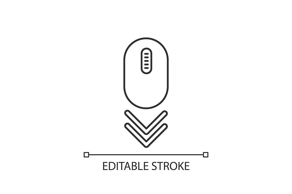 Scroll down pixel perfect linear icons set
