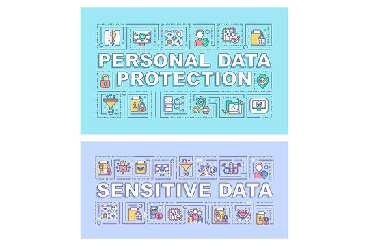 Sensitive data word concepts banner set