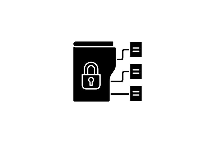 Sensitive information types black glyph icons set on white space