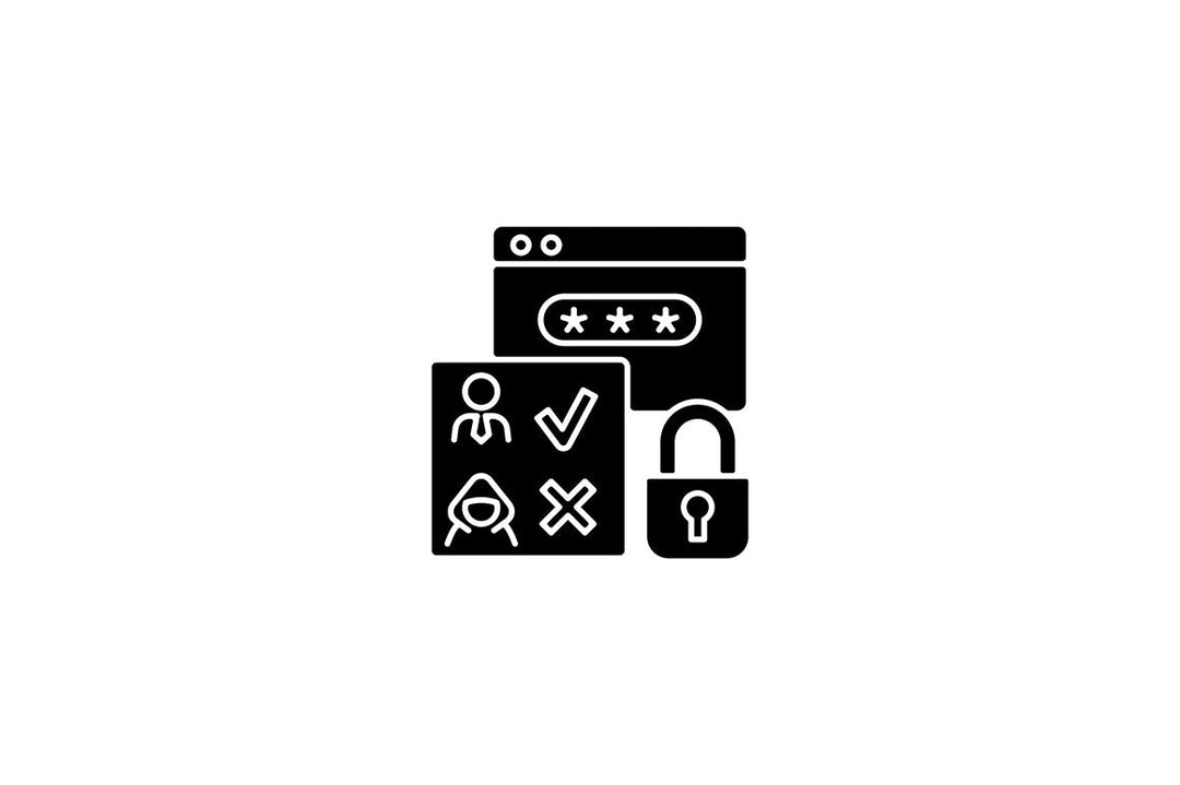 Sensitive information types black glyph icons set on white space