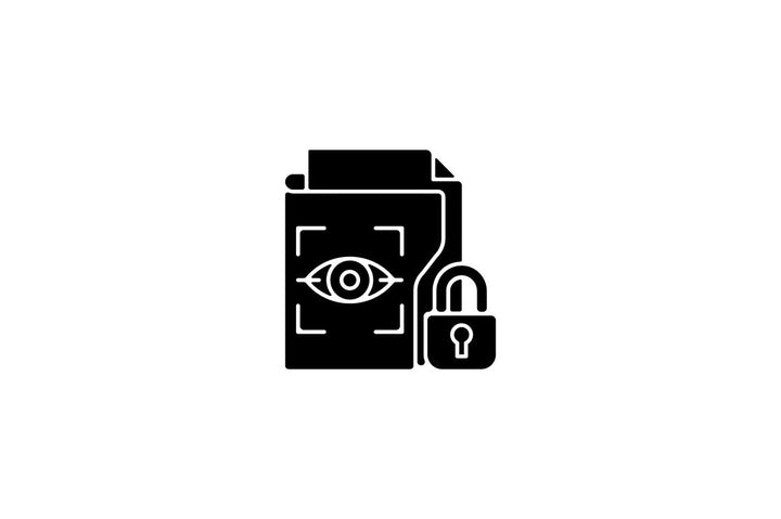 Sensitive information types black glyph icons set on white space