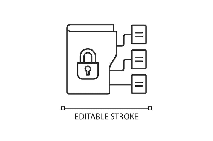 Sensitive information types linear icons set for dark and light mode