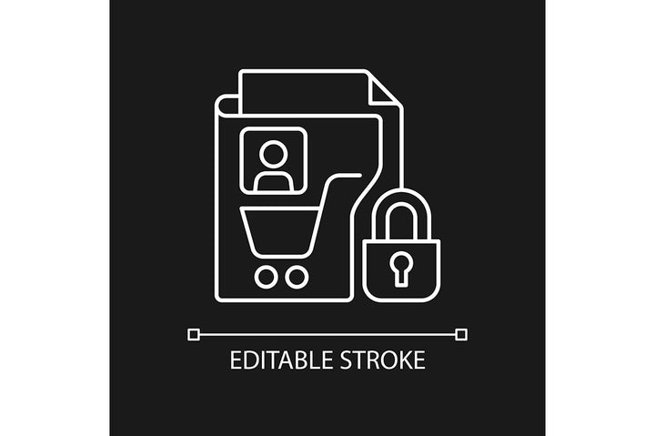 Sensitive information types linear icons set for dark and light mode