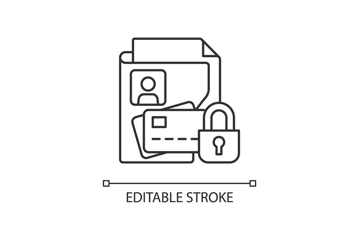 Sensitive information types linear icons set for dark and light mode