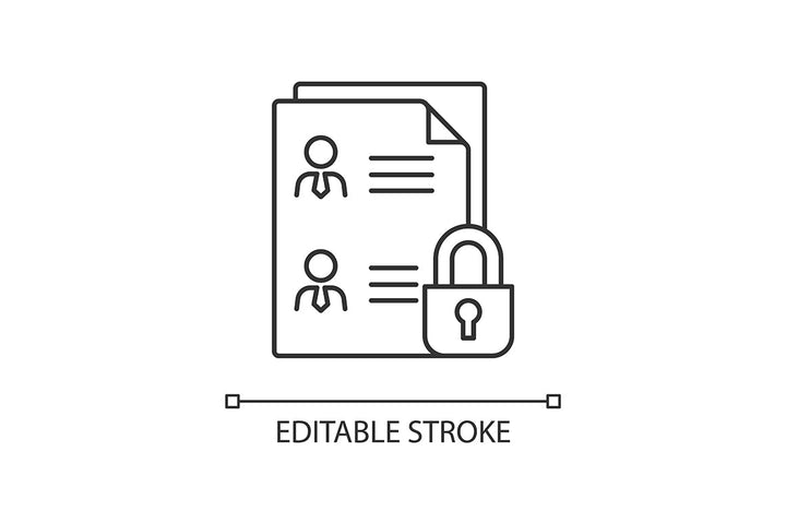 Sensitive information types linear icons set for dark and light mode