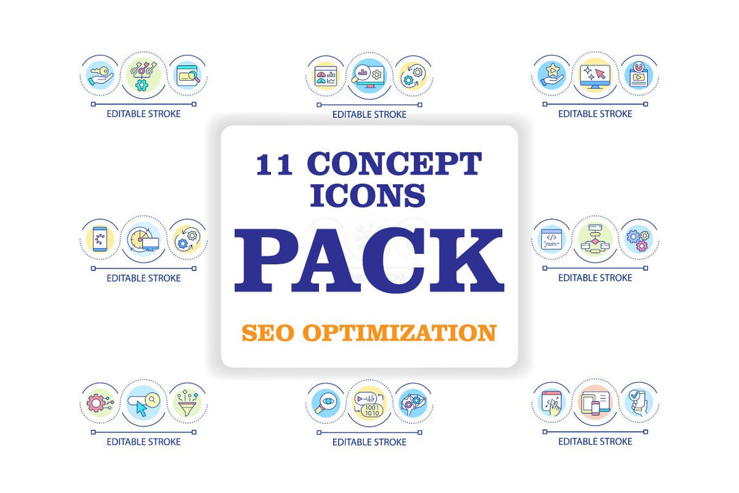 SEO optimization concept icons bundle