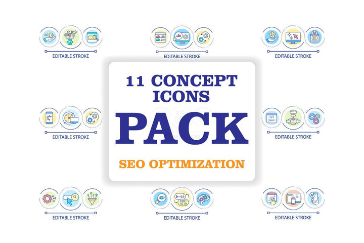 SEO optimization concept icons bundle