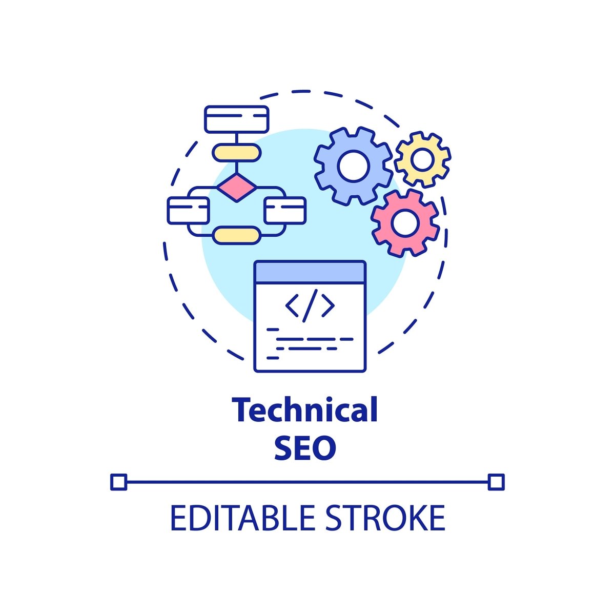 SEO optimization concept icons bundle