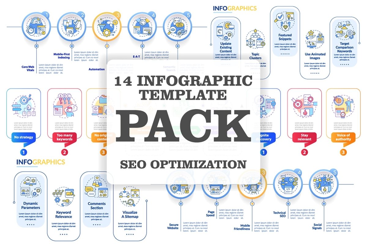 SEO optimization infographic template bundle