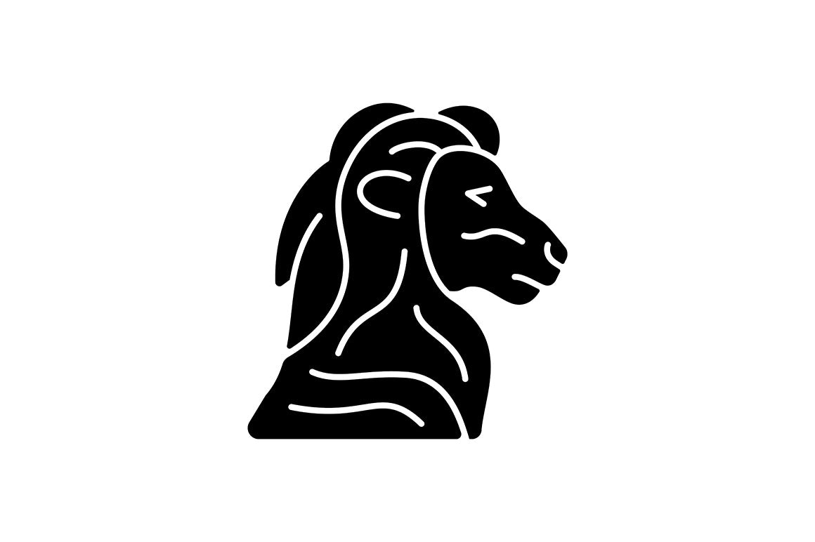 Singapore national symbols black glyph icons set