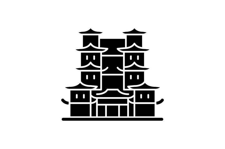Singapore national symbols black glyph icons set