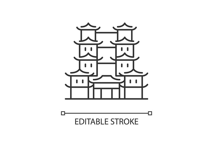 Singapore national symbols linear icons set for dark and light mode