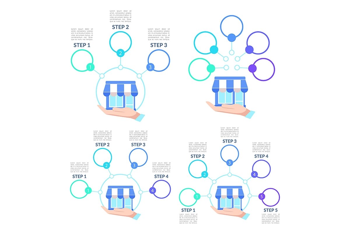 Small shop infographic chart set