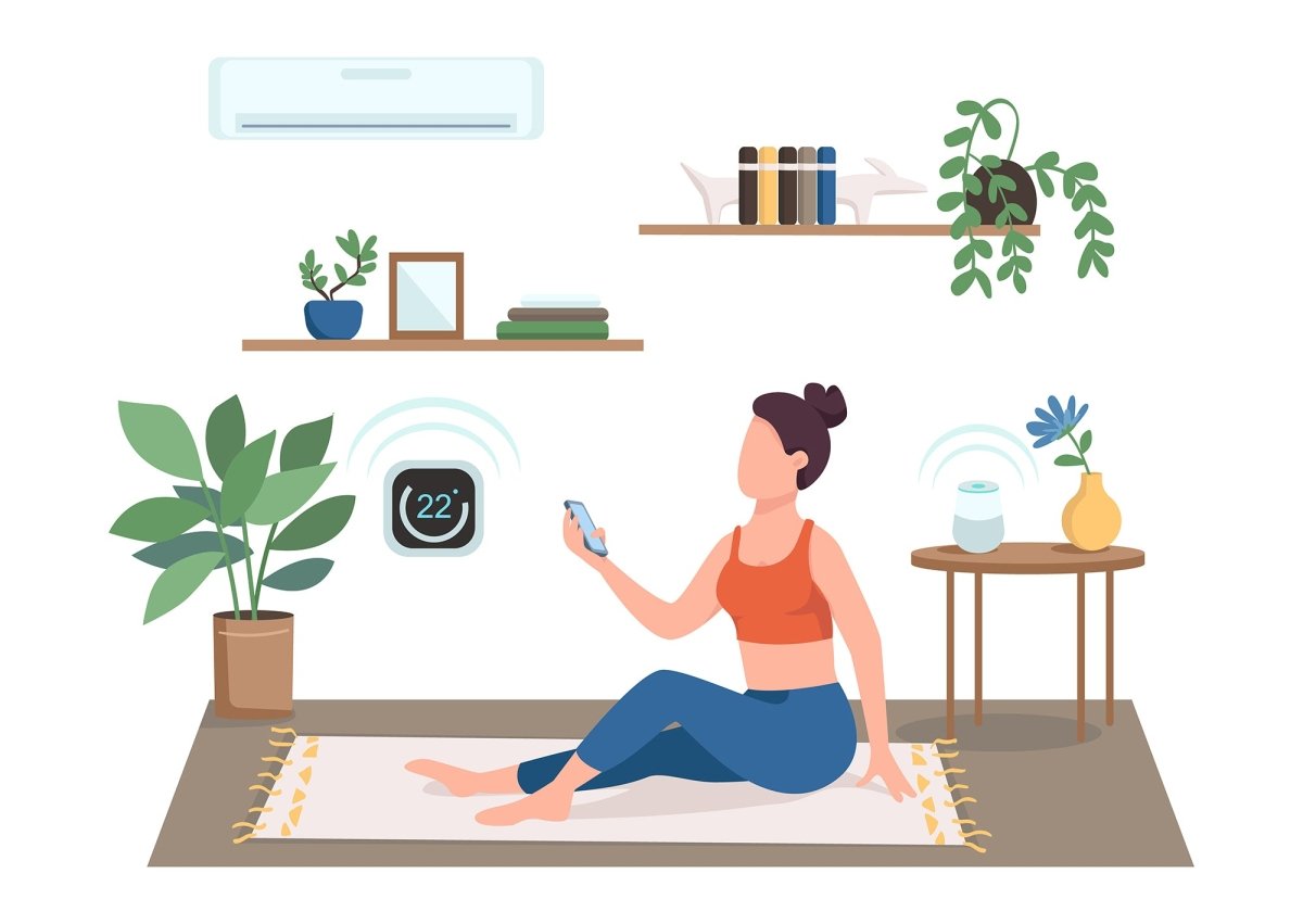 Smart home technology flat color vector illustrations bundle