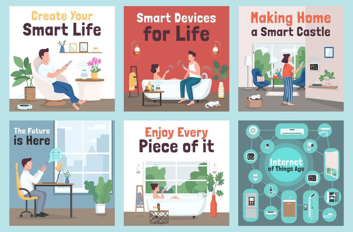 Smart technologies social media post mockup set