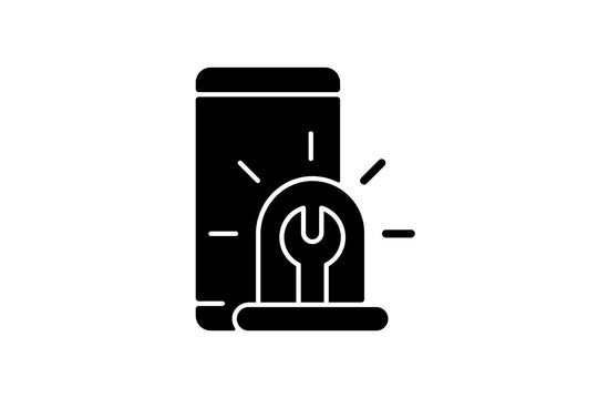 Smartphone repair black glyph icons set on white space