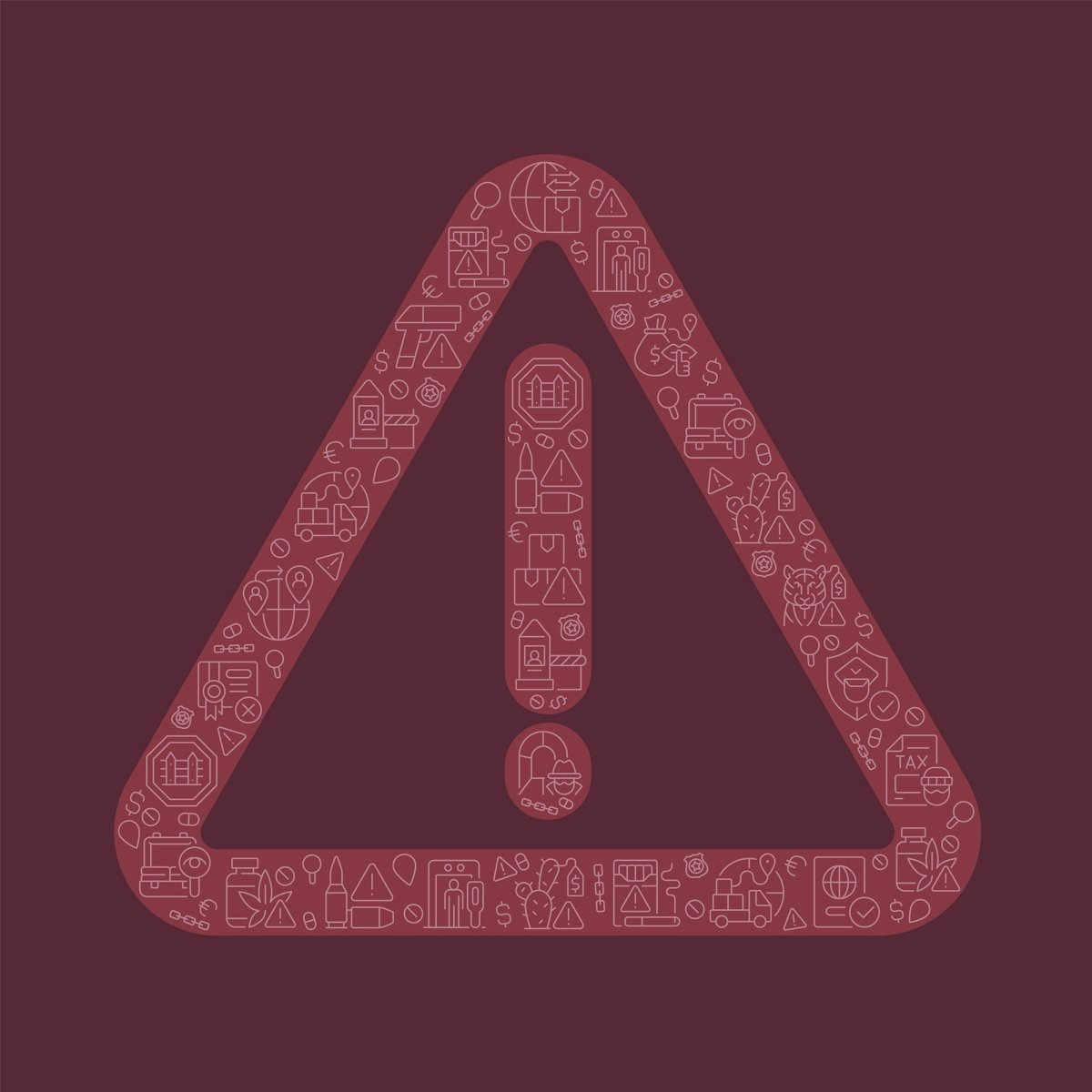 Smuggling pixel perfect shaped concept filled with editable linear icons